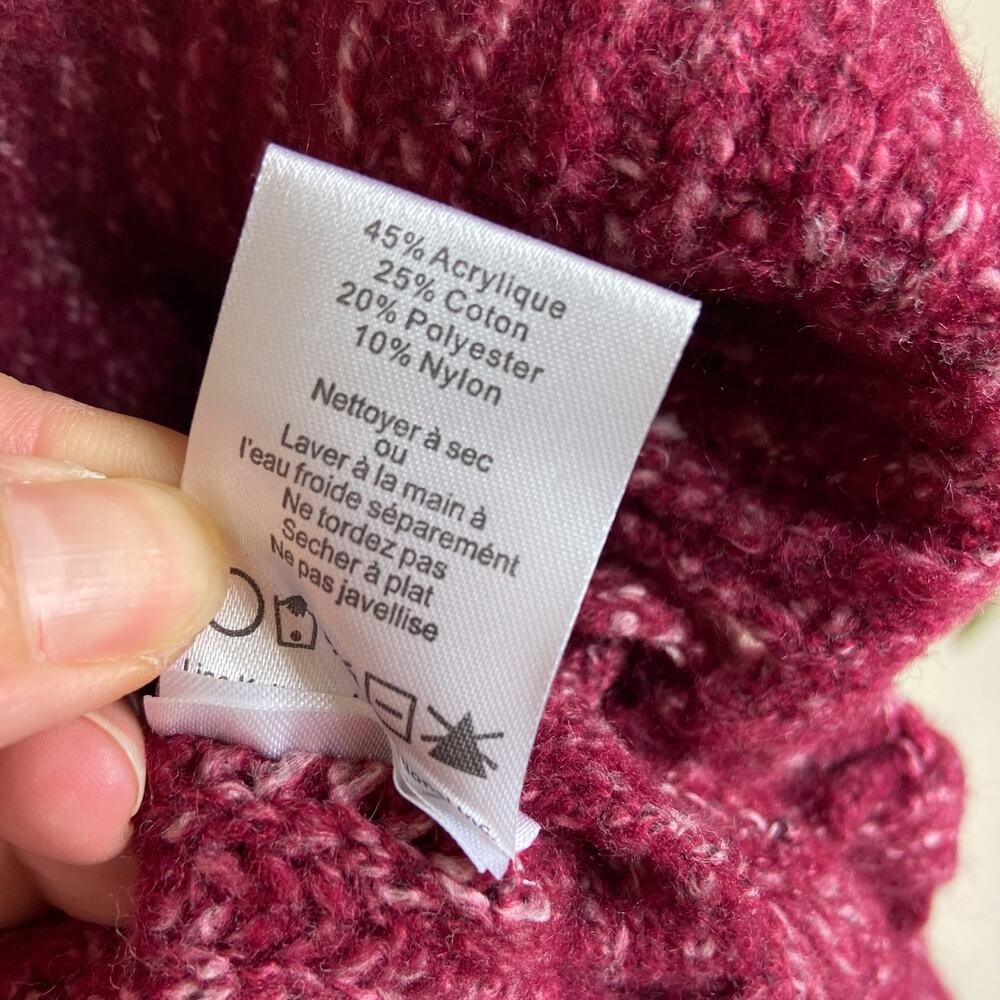 John + Jenn Marled Chunky Knit Sweater Size M Cranberry Burgundy Lace Up Sides - Picture 8 of 9